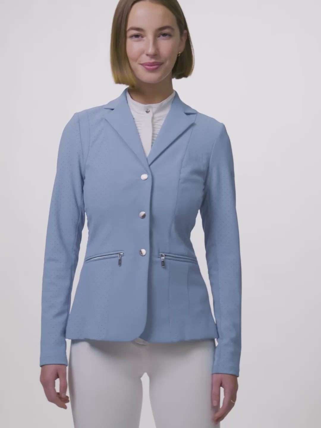 Load video: Jessica Mesh Show Jacket Powder Blue