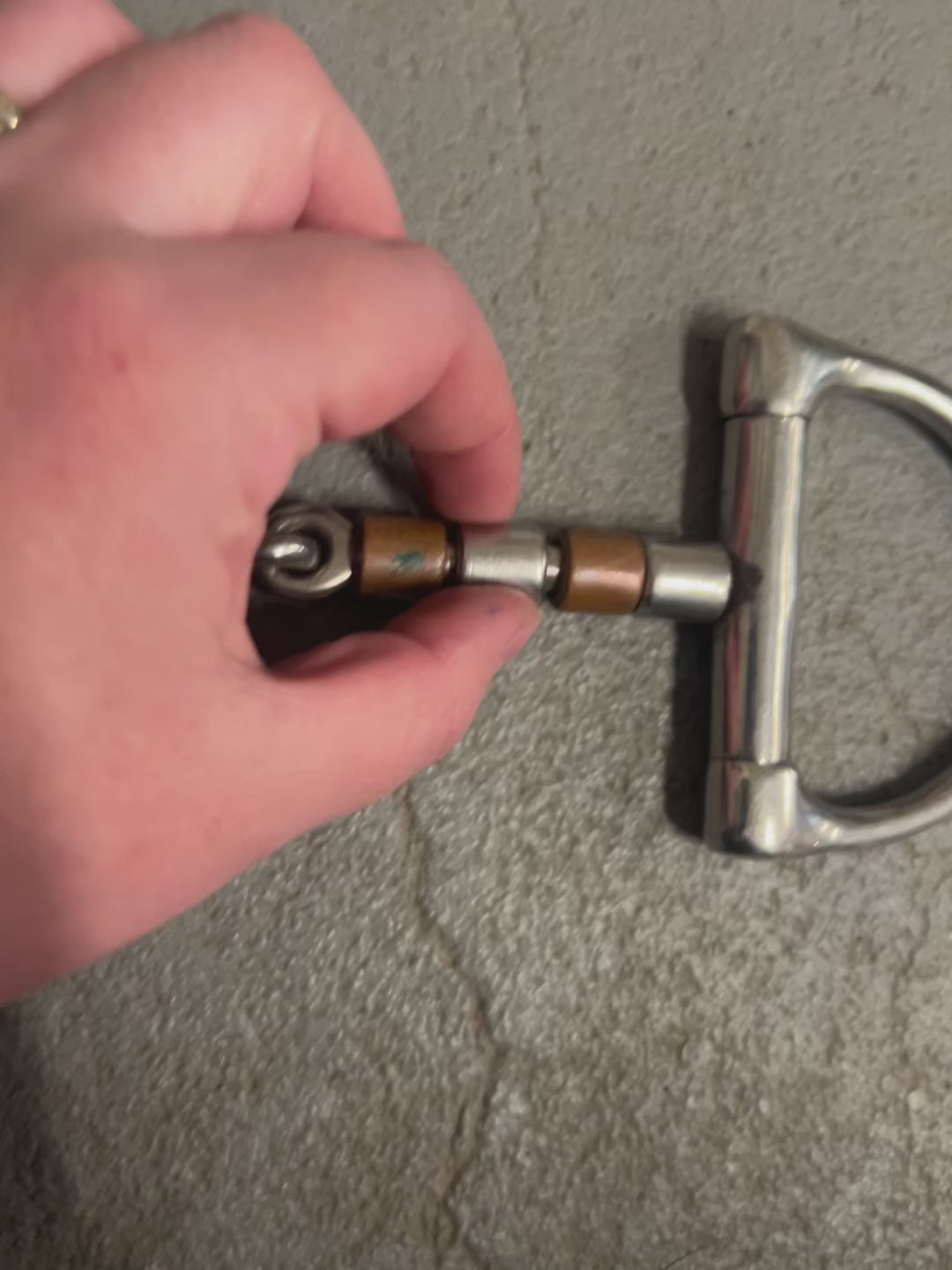 Load video: Copper Roller Dee Ring Snaffle 5"
