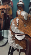 Load and play video in Gallery viewer, 16.5&quot; Custom Blue Ribbon Western Show Saddle
