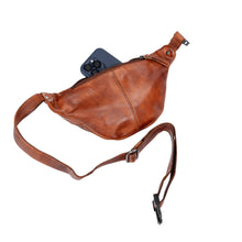 Load image into Gallery viewer, Side profile of Lina leather bum bag showing compact design and curved silhouette

