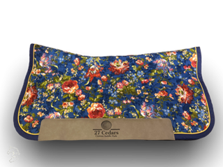 27 Cedar Custom Western Saddle Pads-Western Saddle Pad-27 Cedar Custom Saddle Pads-Navy Floral - Double - 34"-Evolution Equestrian Co.
