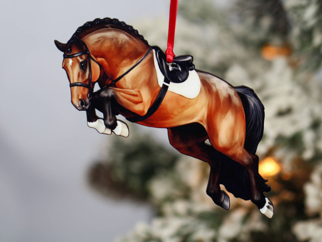 Classy Equine Bay Jumping Horse Ornament