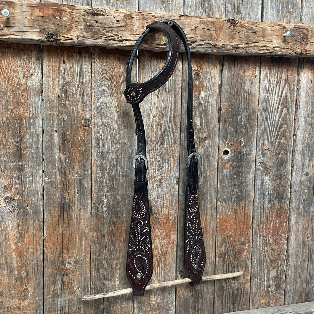 Rodeo Drive - Dark Oil Paisley One Ear Headstall
