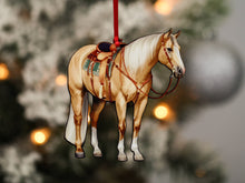 Load image into Gallery viewer, Classy Equine Palomino Western Ranch Horse Ornament - Quarter Horse Decor

