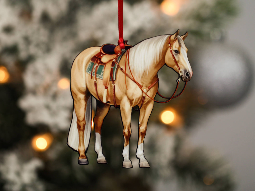 Classy Equine Palomino Western Ranch Horse Ornament - Quarter Horse Decor