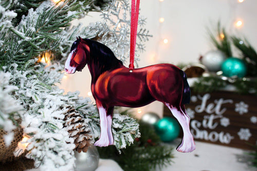Classy Equine Bay Clydesdale Horse Ornament