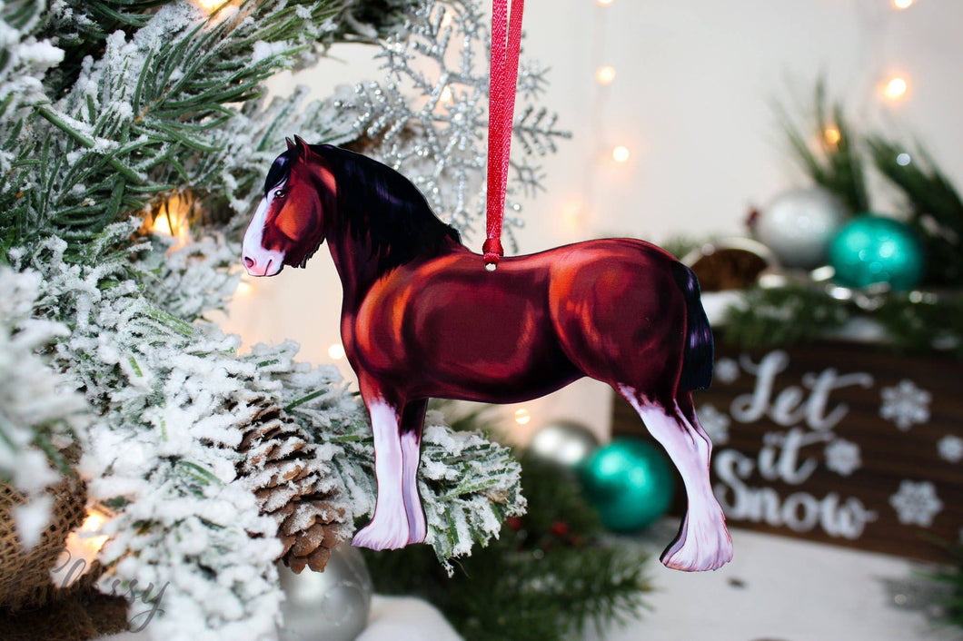 Classy Equine Bay Clydesdale Horse Ornament