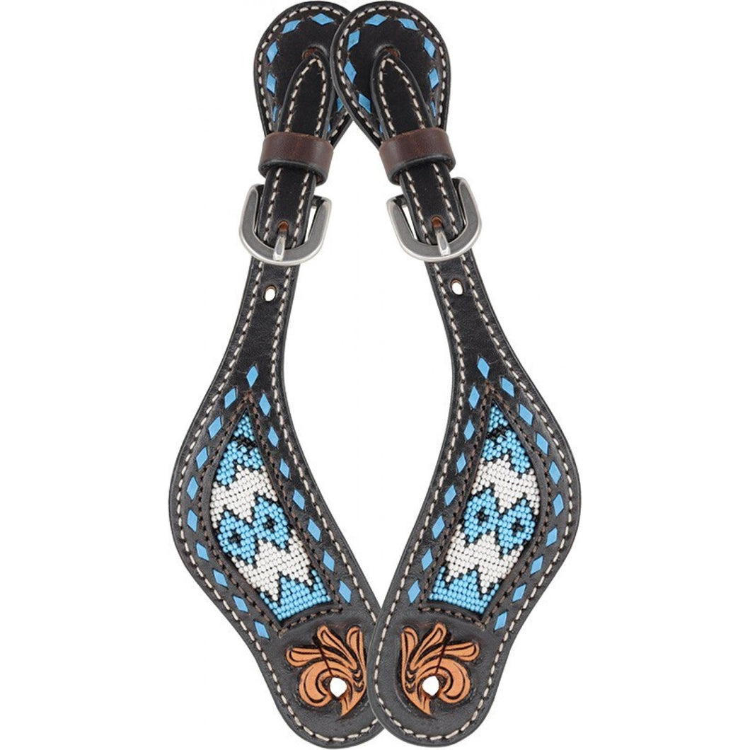 Country Legends Turquoise Beaded Inlay Western Spur Straps