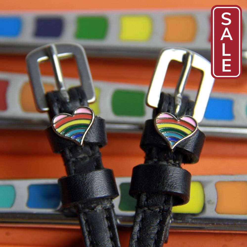Dreamers & Schemers - Rainbow Hearts Spur Straps-English Spurs-Dreamers & Schemers-17 inch (adult)-Evolution Equestrian Co.