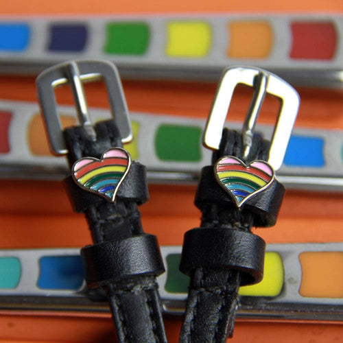 Dreamers & Schemers - Rainbow Hearts Spur Straps-English Spurs-Dreamers & Schemers-17 inch (adult)-Evolution Equestrian Co.
