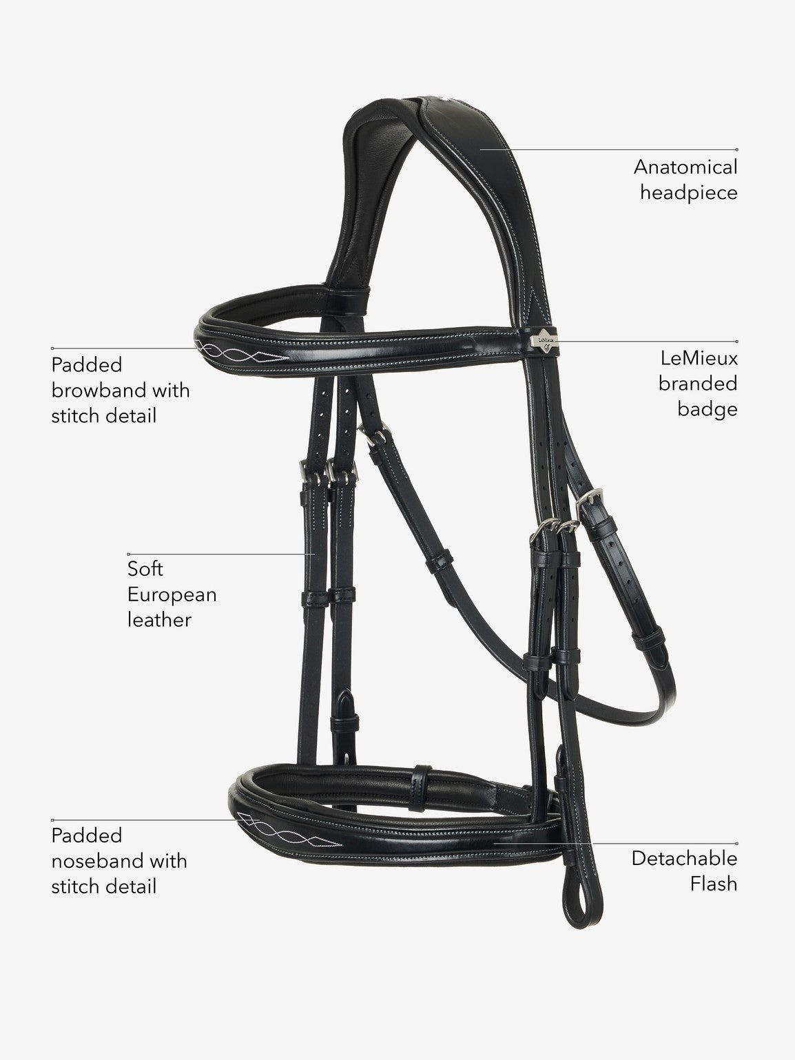 LeMieux Kudos Competition Flash English Bridle-Bridles-LeMieux-Pony-Havana-Evolution Equestrian Co.