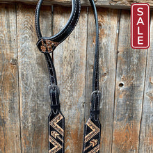 Load image into Gallery viewer, Rodeo Drive - Two Tone Feather &amp; Arrow Studded One Ear Headstall-Western Headstall-Rodeo Drive-Evolution Equestrian Co.
