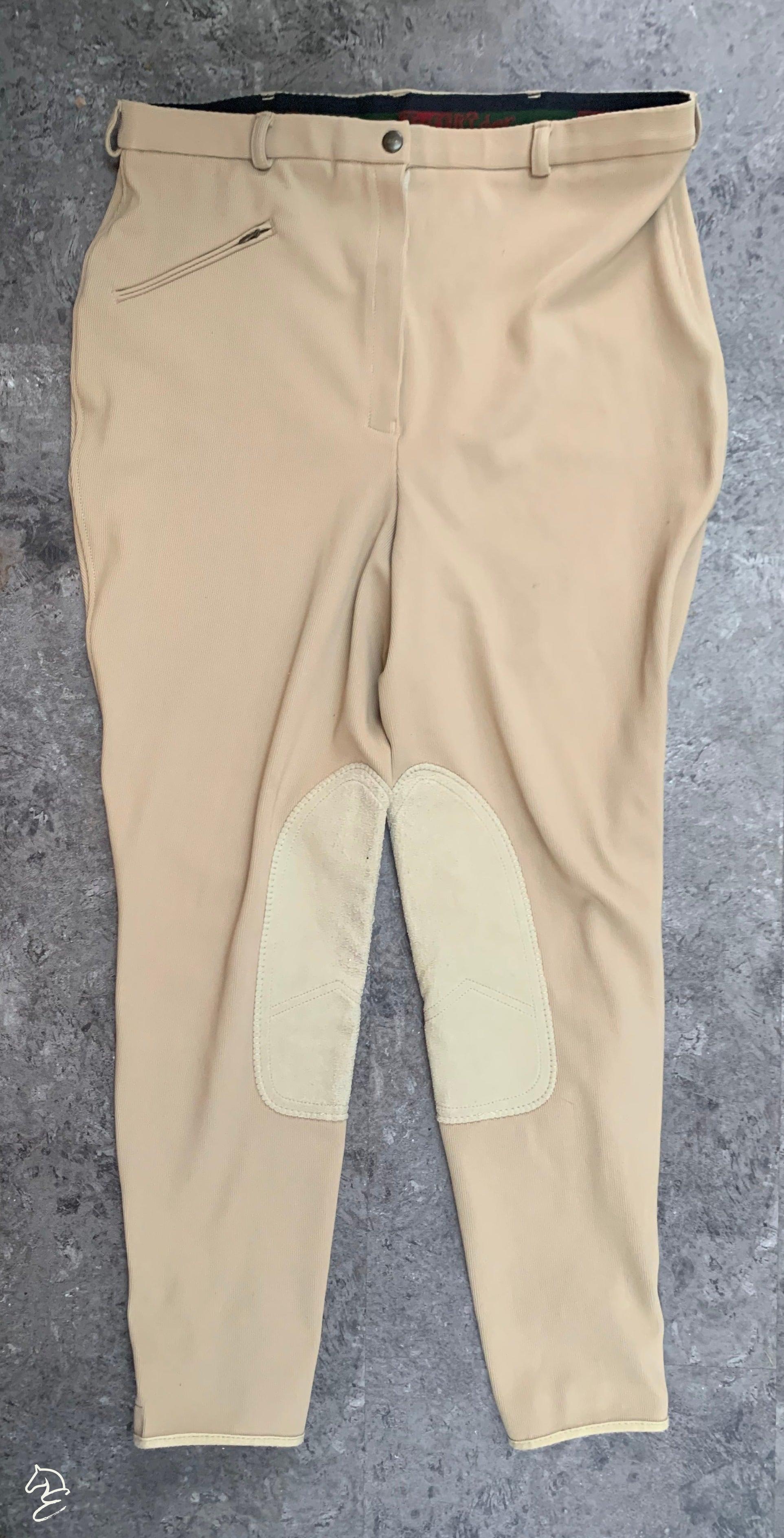TuffRider Starter KneePatch Breeches - 36L-Breeches-Consignment-Beige-Evolution Equestrian Co.
