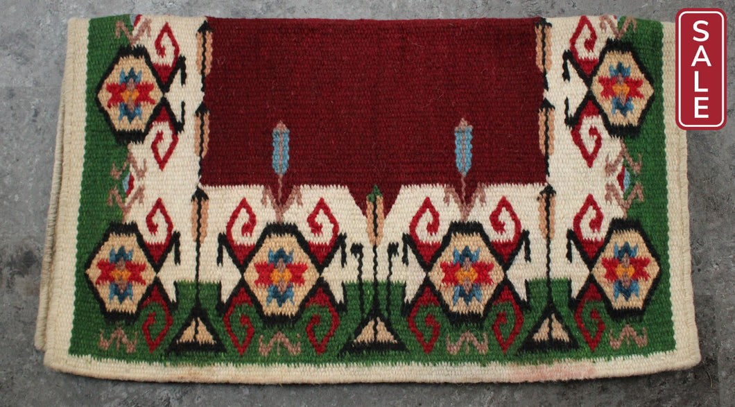 Yucca Western Show Saddle Blanket Red/Orange Feathers-Western Saddle Pad-Consignment-Evolution Equestrian Co.