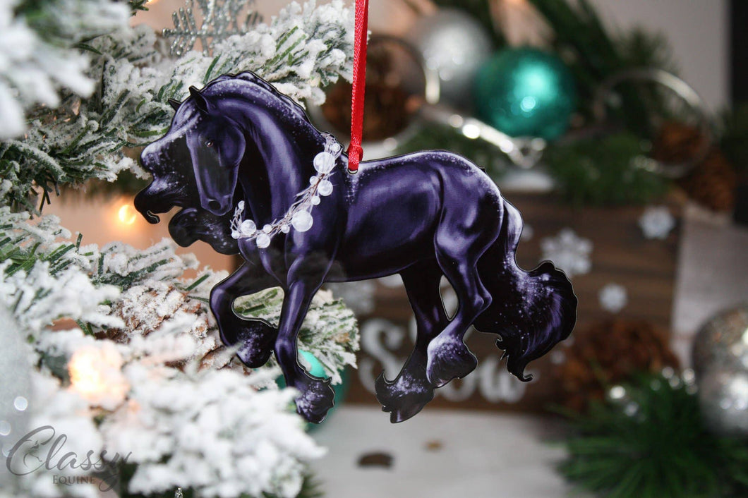 Classy Equine Friesian Horse Christmas Ornament