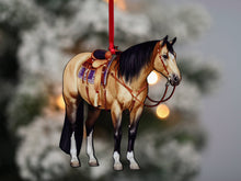 Load image into Gallery viewer, Classy Equine Buckskin Western Ranch Horse Ornament - Quarter Horse Decor
